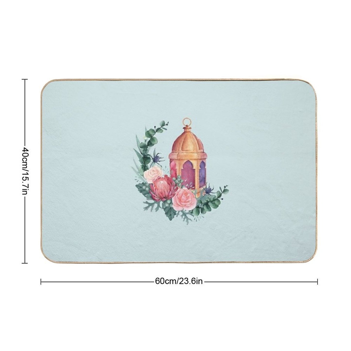 Crescent Shaped Flowers And Lantern  Odorless Bath Mat