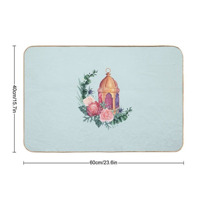Crescent Shaped Flowers And Lantern  Odorless Bath Mat