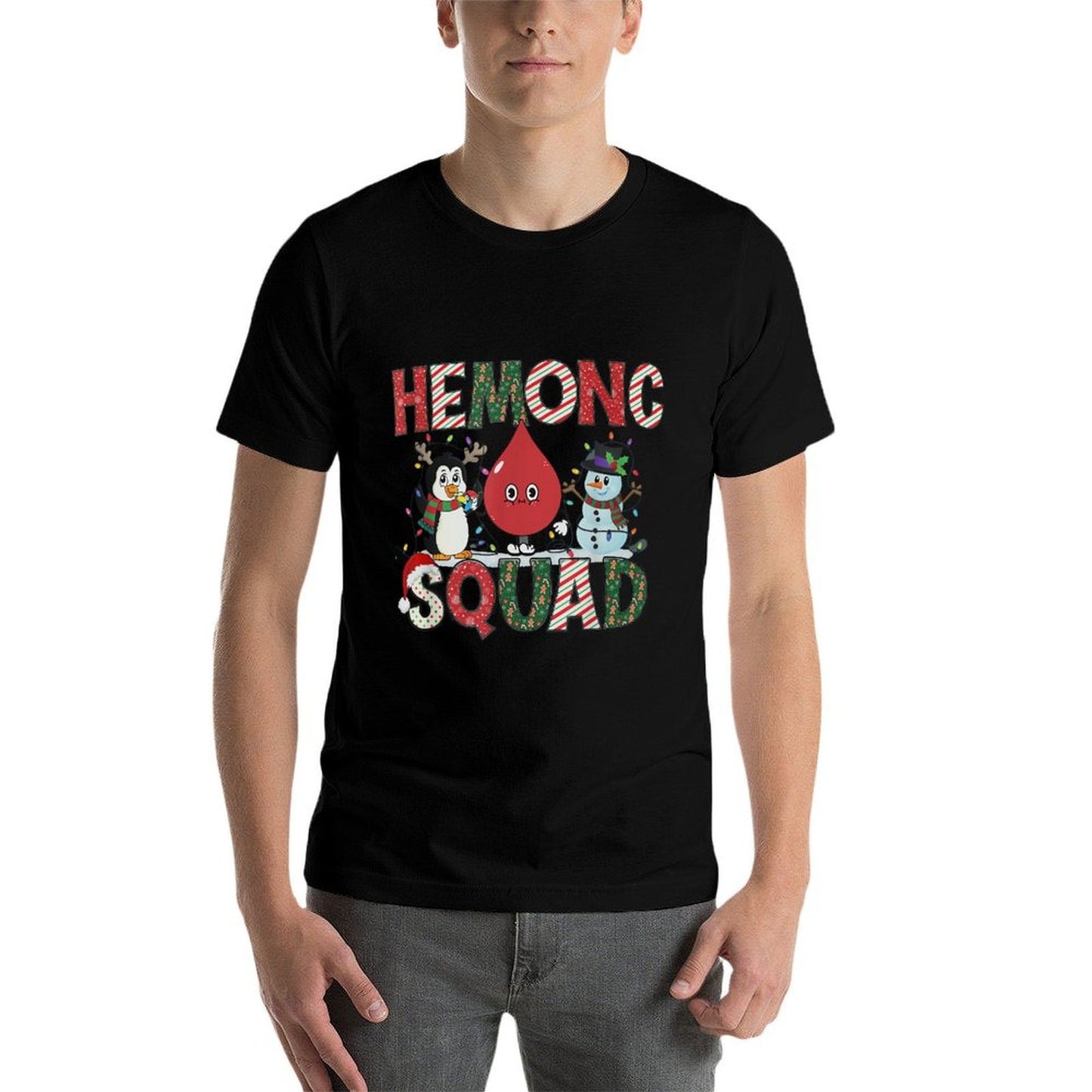 Hemonc Squad Nurse Christmas Hematology Oncology Hem Onc  Oversized Silhouette T-Shirt