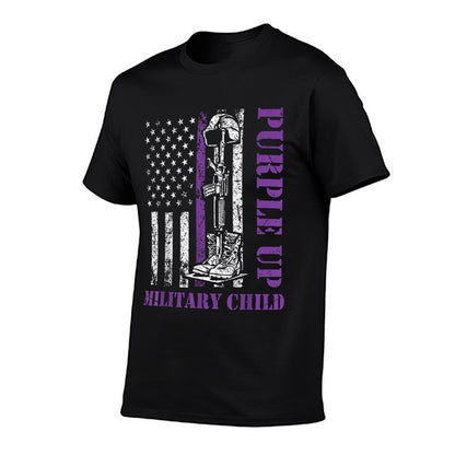 Purple Up Military Kids Month of Military Child Retro  Graphic-printed T-Shirt