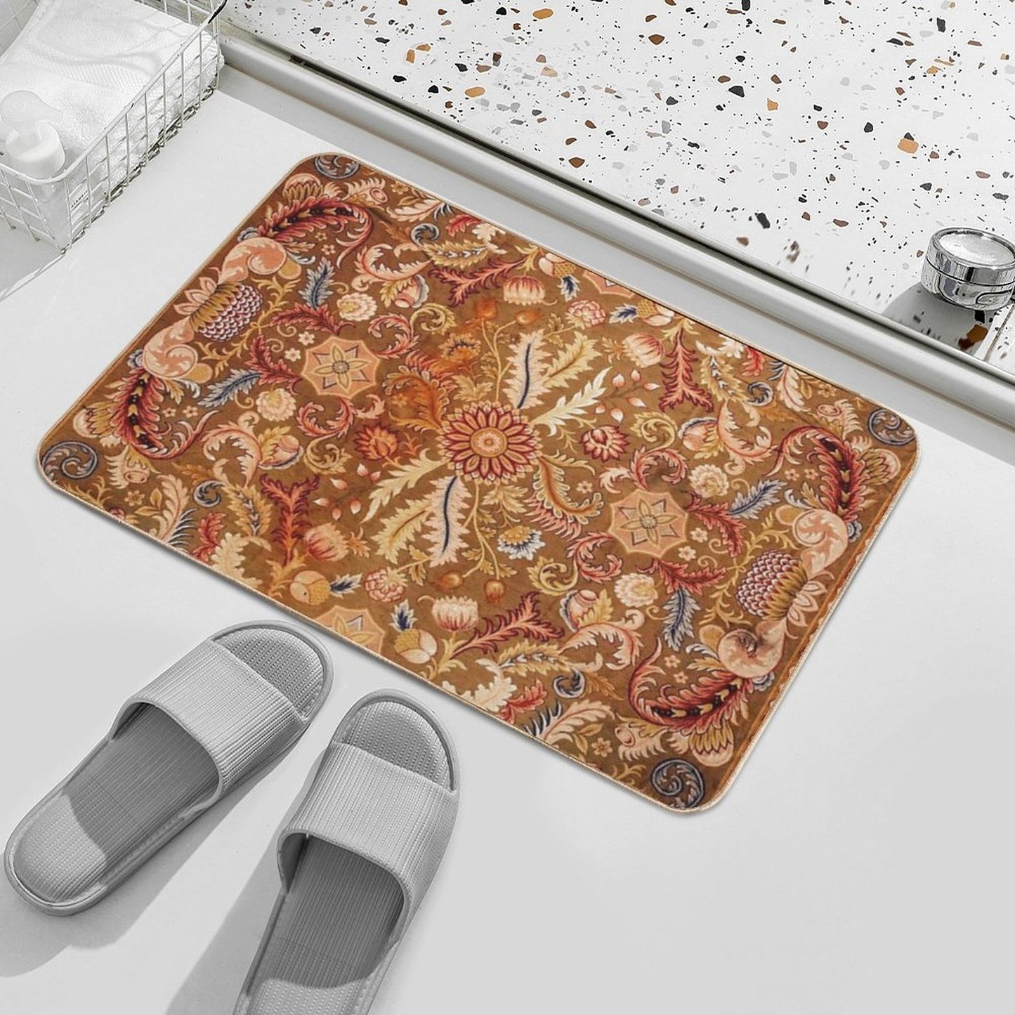 Antique French Aubusson Rug Print  Multi-Purpose Bath Mat