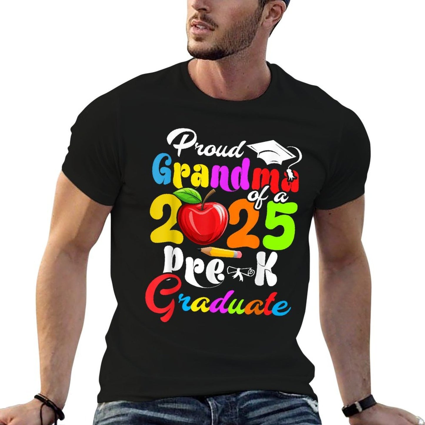Proud Grandma Of 2025 Pre-K Graduate Mothers Day Graduation  Versatile T-Shirt
