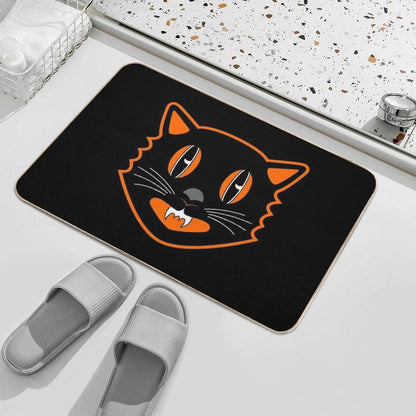 Vintage Halloween Black Cat - Scaredy Cat  Stain-Proof Bath Mat