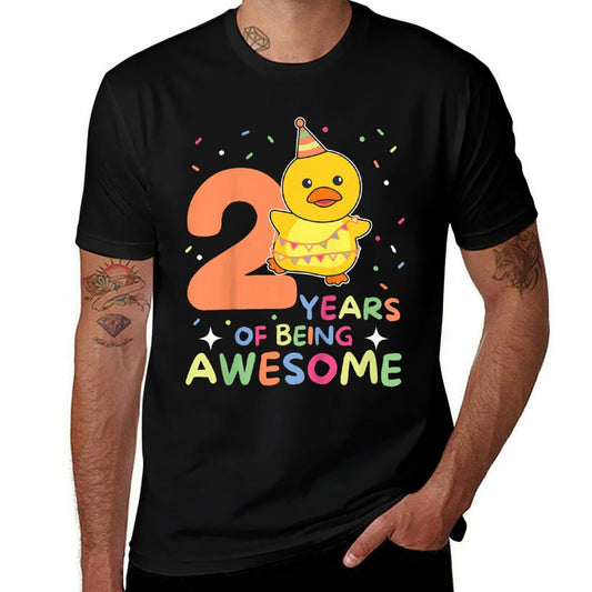 2nd Birthday Duck For Children Two Years Old  Rolled Sleeves T-Shirt