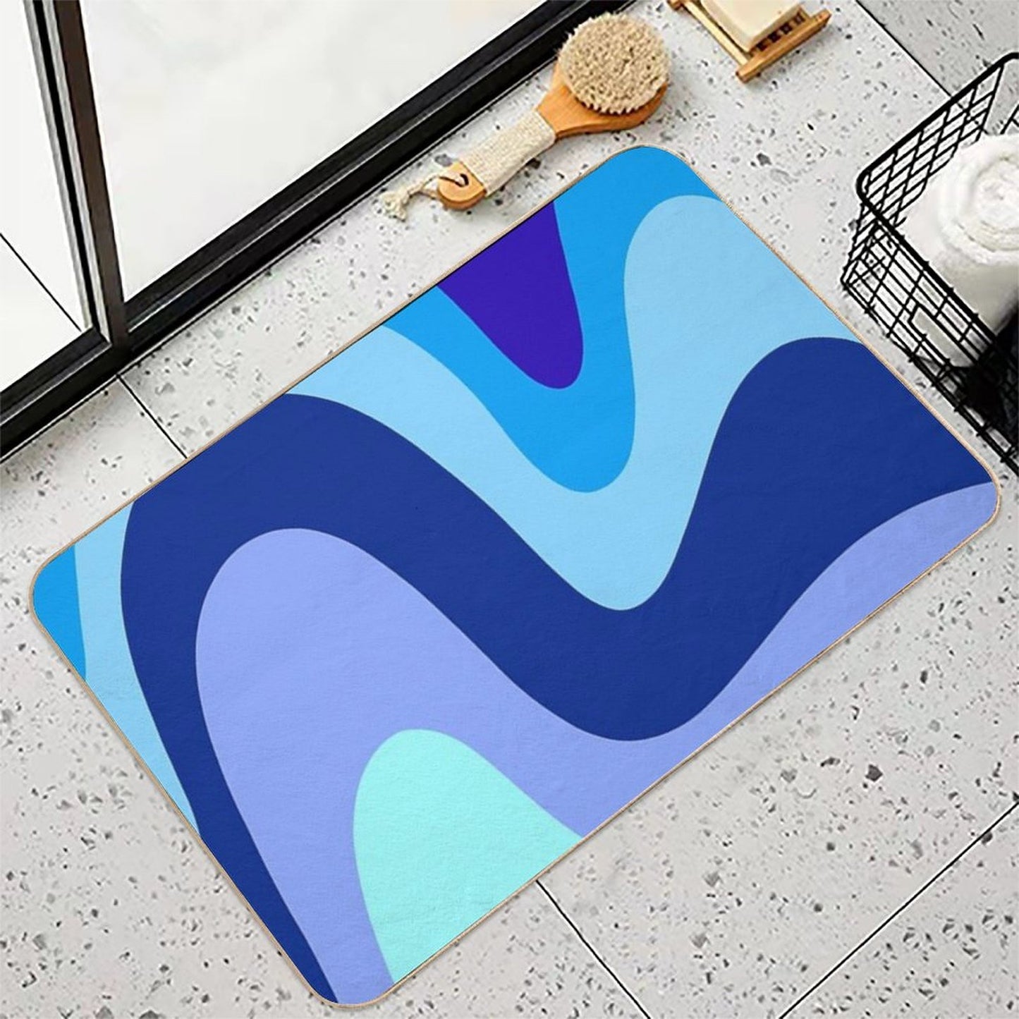 Retro Waves 1  Repositionable Bath Mat