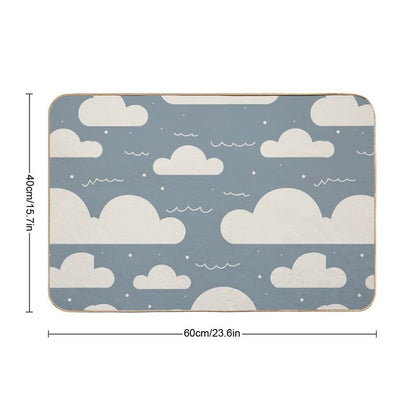 Puffy Clouds Pattern Cloudy DaySky Weather Paradise Nature Palette Durable Bath Mat