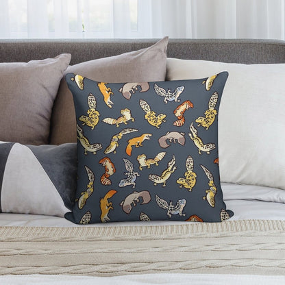 Chub Geckos in Dark Grey Soft Fade-Resistant Throw Pillow