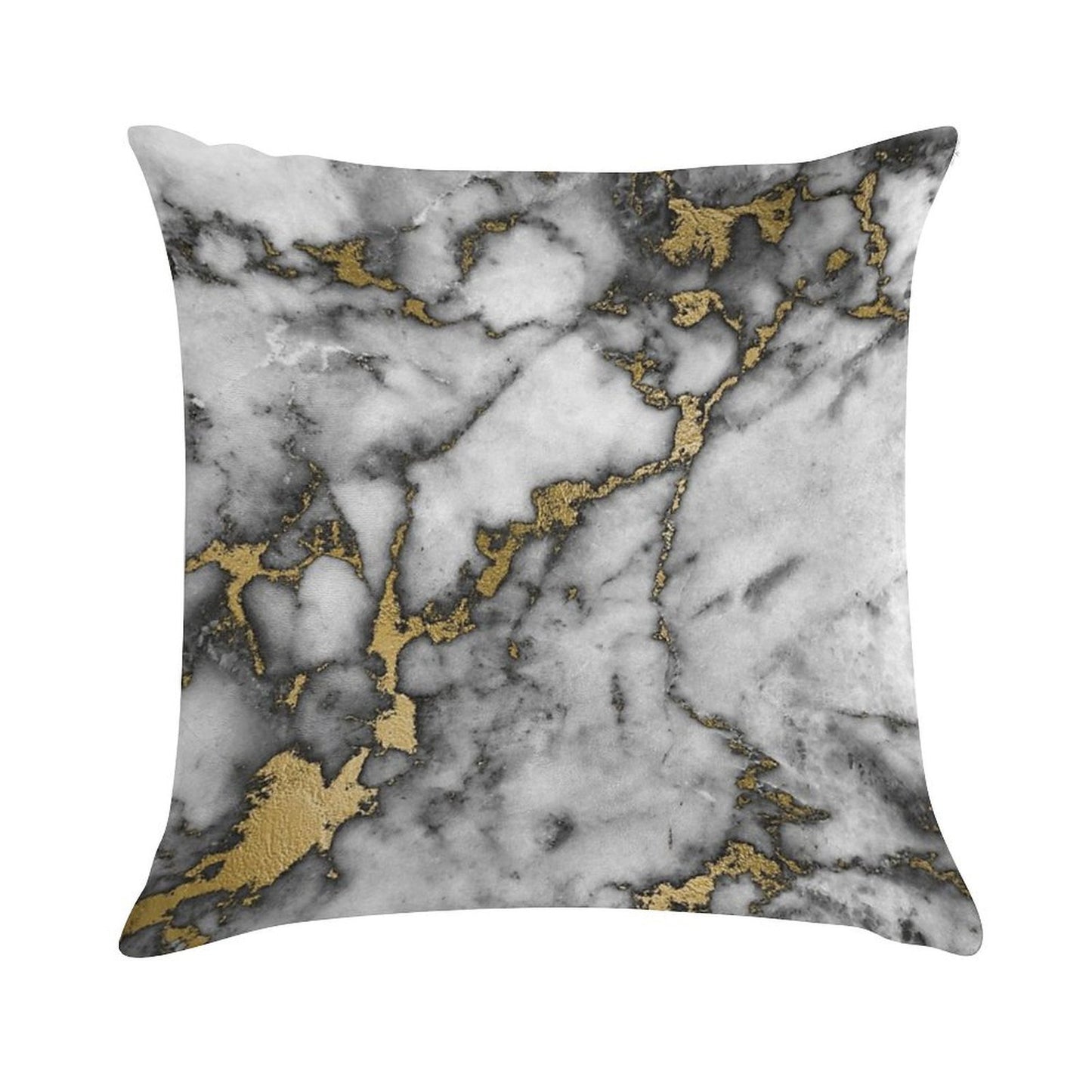 Grey Marble Gold Streaks Phone Case Cover Soft Gift Ready Throw Pillow
