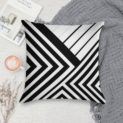 Black And White Geometric Lines Soft Warmth Comfort Throw Pillow