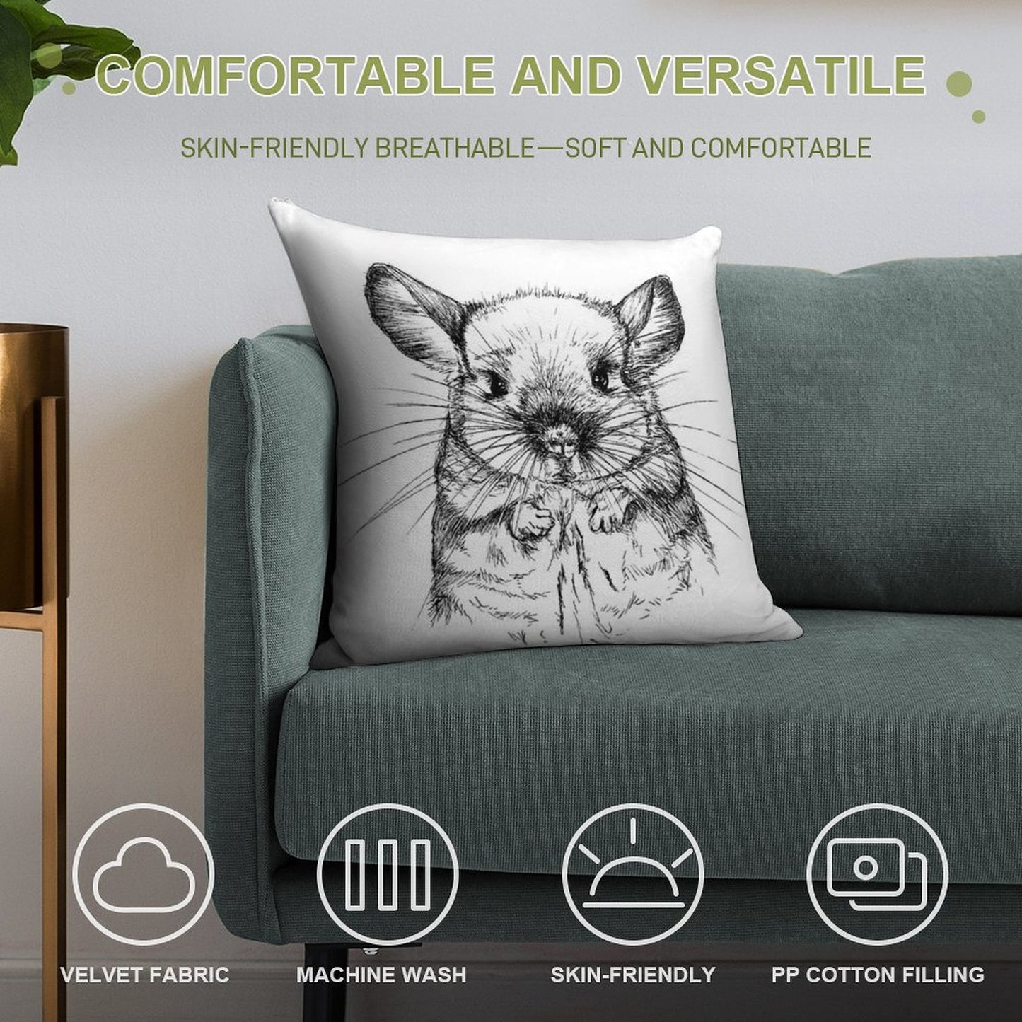 Chinchilla My Love Soft High-Density Material Throw Pillow