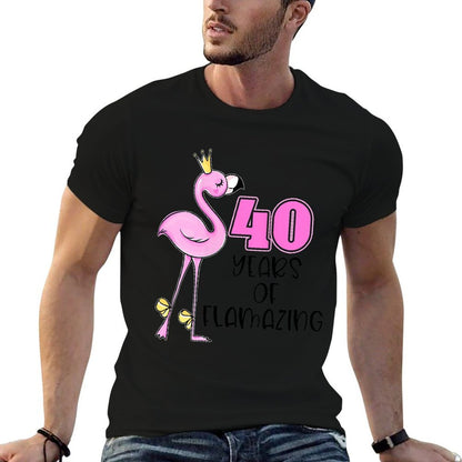 Womens 40 Years Of Flamazing Flamingo Design Beach 40th Birthday  High-quality Stitching T-Shirt