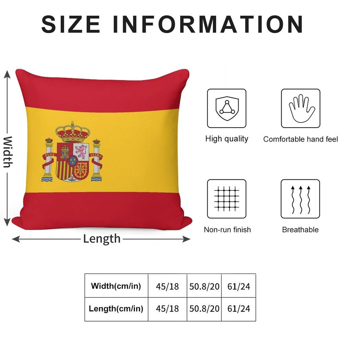 Flag of Spain Soft Decorative Cover Throw Pillow