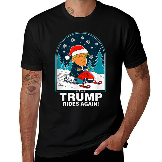 Funny Trump Rides Again Snowmobile Fun Winter  Affordable Price T-Shirt