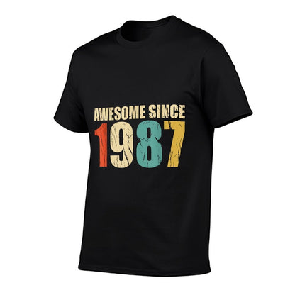 Retro Vintage Style Awesome Since 1987 30th Birthday  Summer-ready Fabric T-Shirt