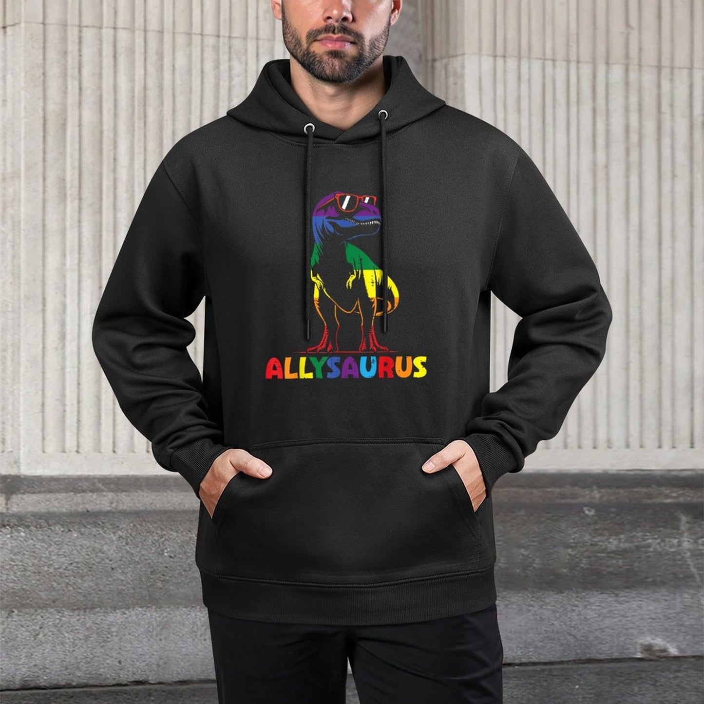 Gay Pride Month Allysaurus Dino Trex LGBTQ Ally Boys Kids Versatile Streetwear Hoodie