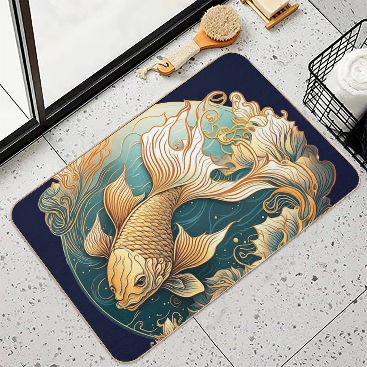 Elegant Lucky Gold Fish  Odorless Bath Mat