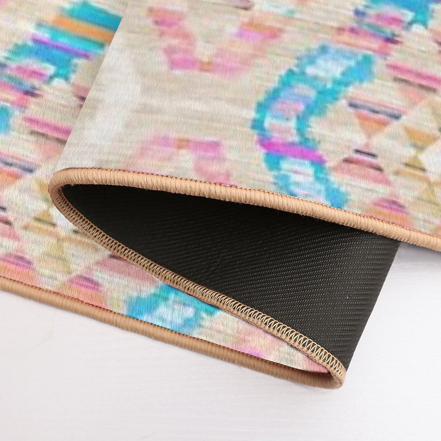 Woven Textured Pastel Kilim Pattern  Anti-Trip Bath Mat