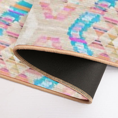 Woven Textured Pastel Kilim Pattern  Anti-Trip Bath Mat