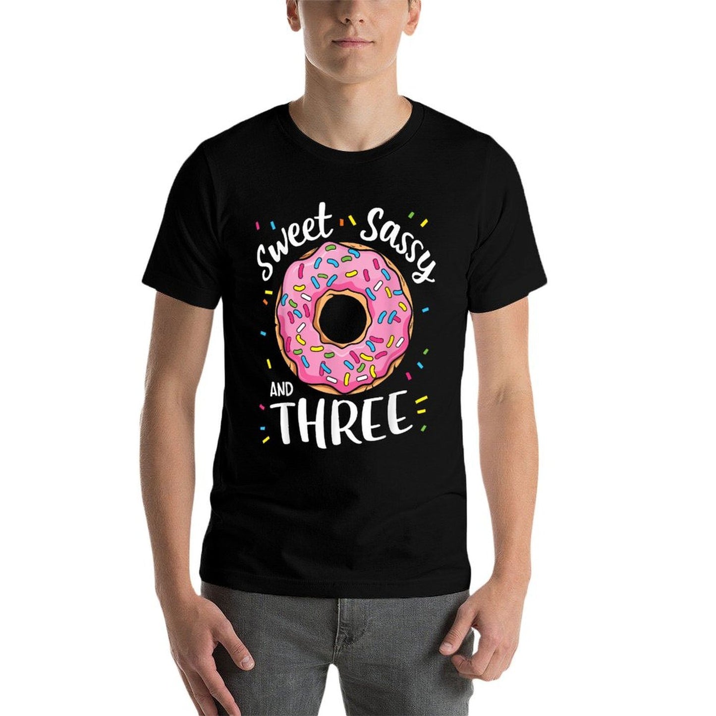Sweet Sassy And Three Cute Girls 3rd Birthday Donut Party  Easy-care T-Shirt