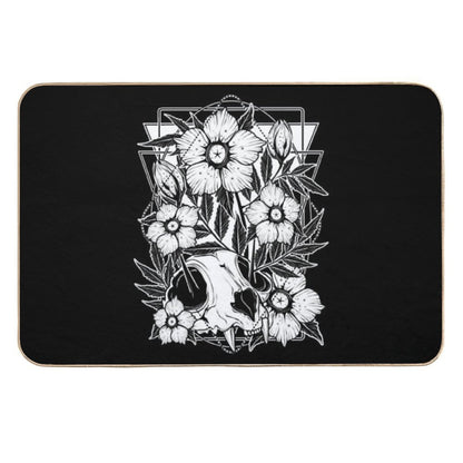 Cat Skull And Pretty Flowers  Pet-Safe Bath Mat