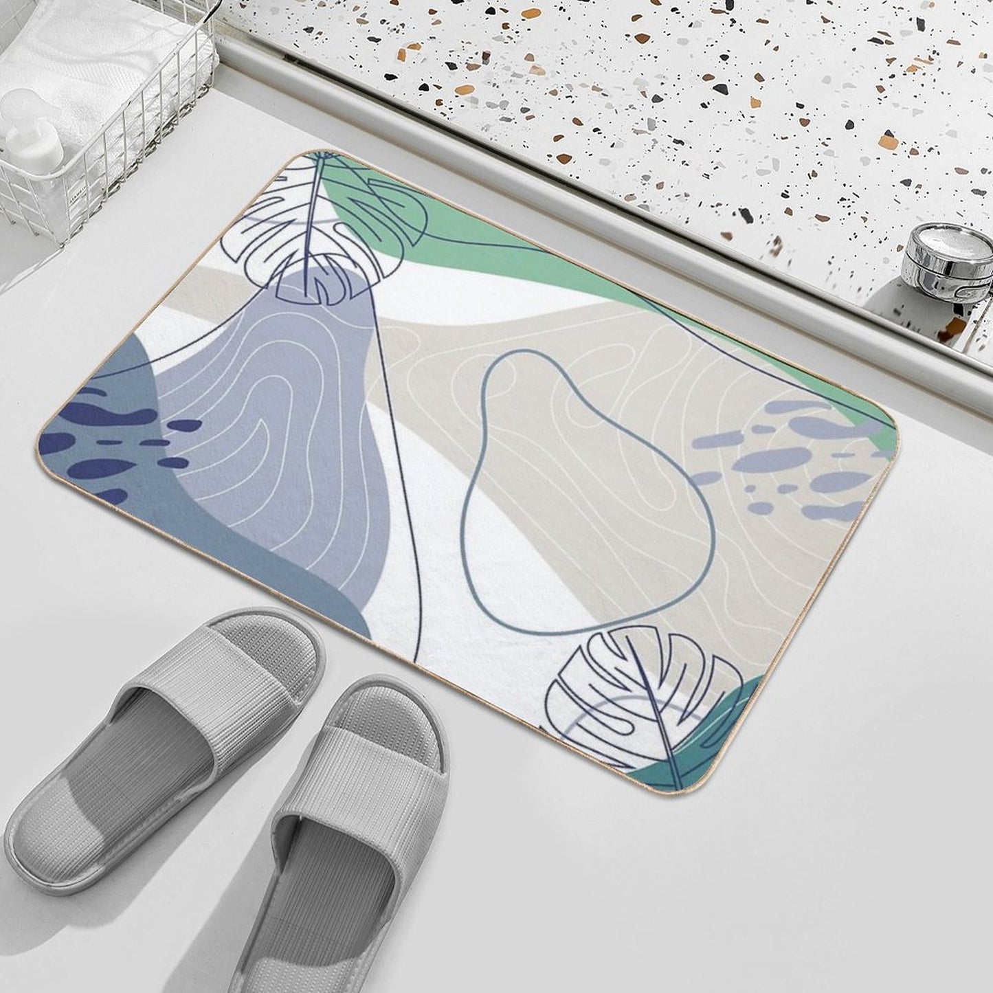 Muted Tropical Art  Repositionable Bath Mat