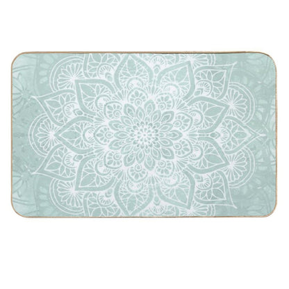 Boho, Mandala, Love, Flower of Life, Teal  Anti-Trip Bath Mat