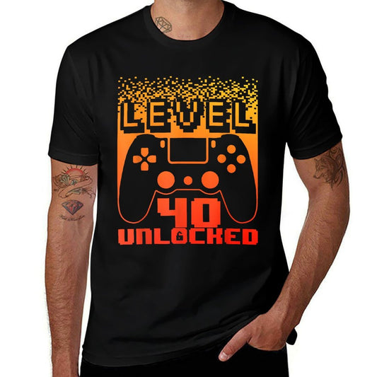 40th Birthday For Men Level 40 Unlocked Gamer 40 Year Old  Easy-care T-Shirt