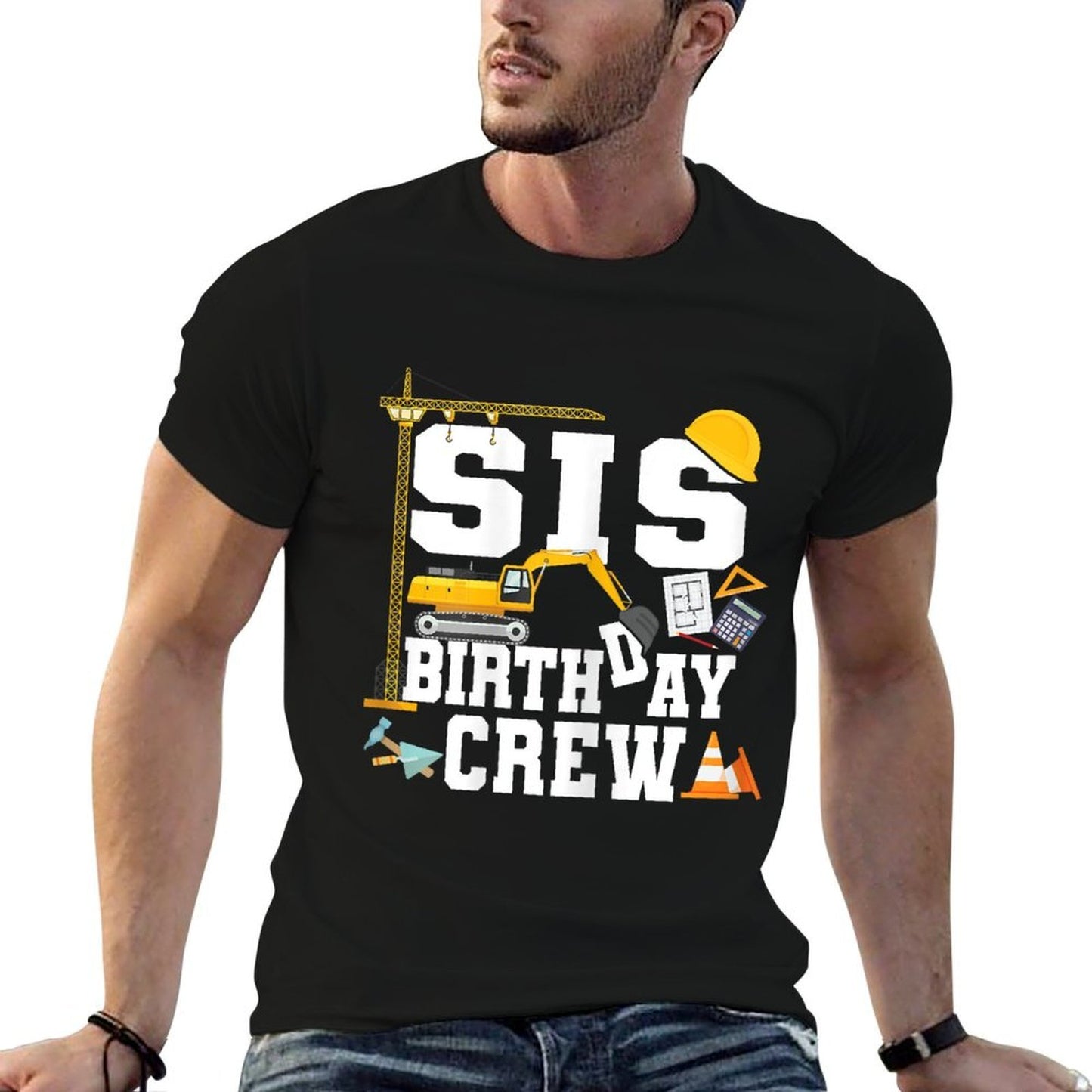 Sis Birthday Crew Sister Construction Birthday Party  Stretchy T-Shirt