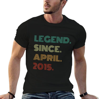 10 Years Old Legend Since April 2015 10th Birthday  Rolled Sleeves T-Shirt