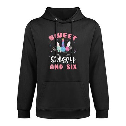 Sweet Sassy And Six Unicorn 6th Birthday Girls 6 Year Old Pilling-Resistant Hoodie