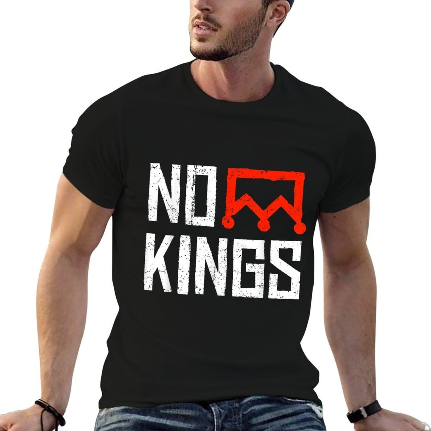 No Kings Protest Symbolic Sign  Wrinkle-resistant T-Shirt