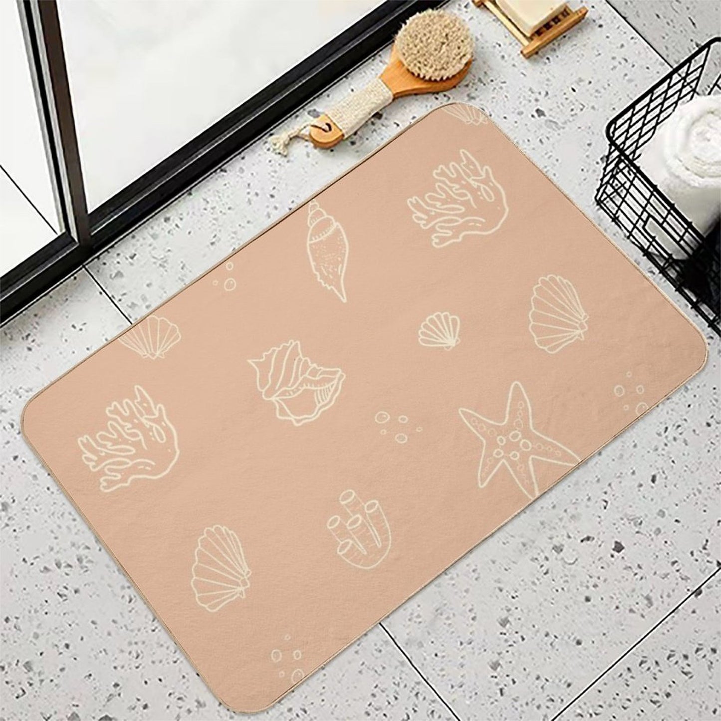 Shells And Corals Pattern  Long-Lasting Bath Mat