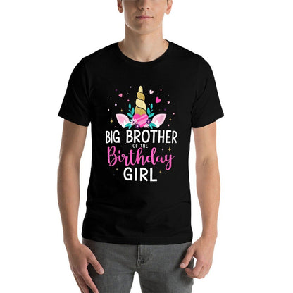 Big Brother of Birthday Girl Matching Family Unicorn Party  Ribbed Collar T-Shirt