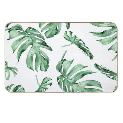 Monstera Pattern Green Durable Bath Mat