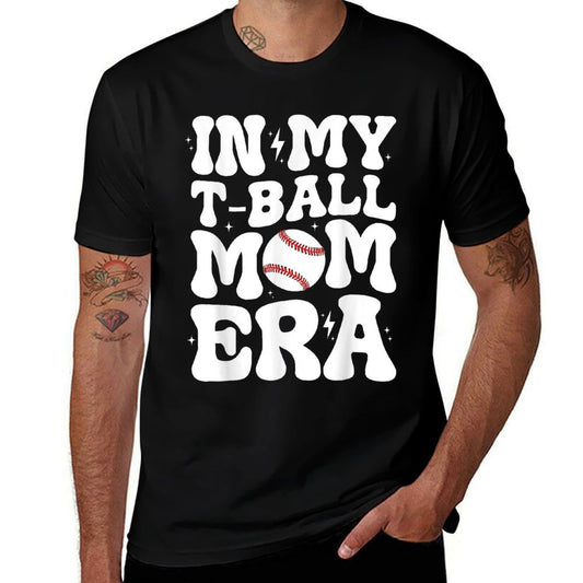 In My T Ball Mom Era Groovy Funny Ball Mom Mother&#39;s Day  Vintage-inspired T-Shirt