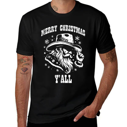 Merry Christmas Yall Santa Cowboy Xmas Country Men Women Kid  Eco-friendly Material T-Shirt