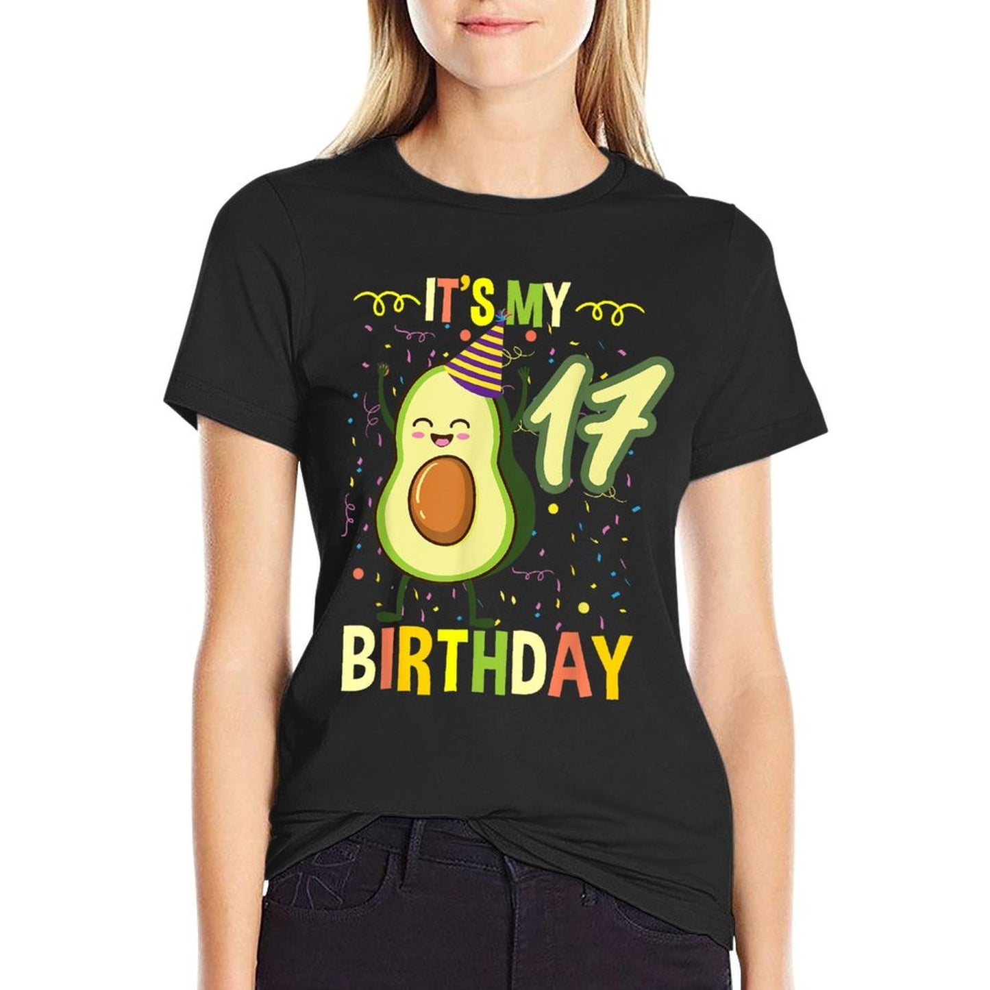 Its My 17th Birthday Avocado  Oversized Silhouette T-Shirt