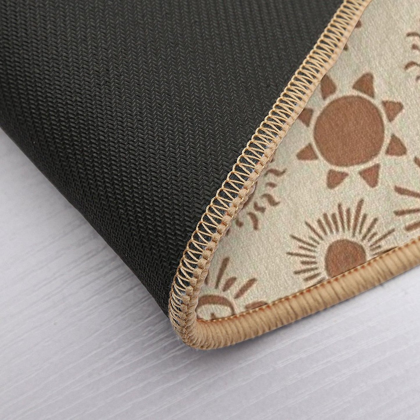 Magical Sun Bohemian Dreamy Aesthetic In Muted Colors Brown & Muted Yellow  Odorless Bath Mat