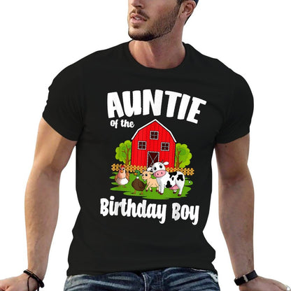 Auntie Of The Birthday Boy Farm Animal Bday Party  Eco-friendly Material T-Shirt