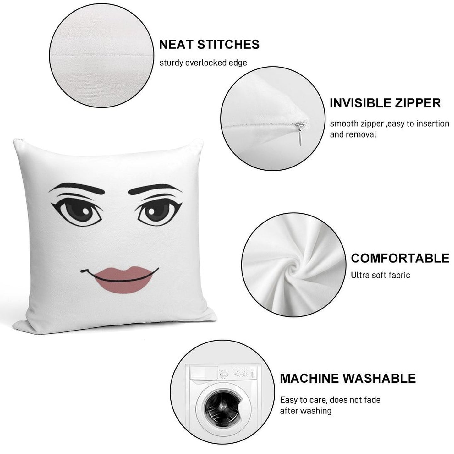 The Woman Face Soft Durable Construction Throw Pillow
