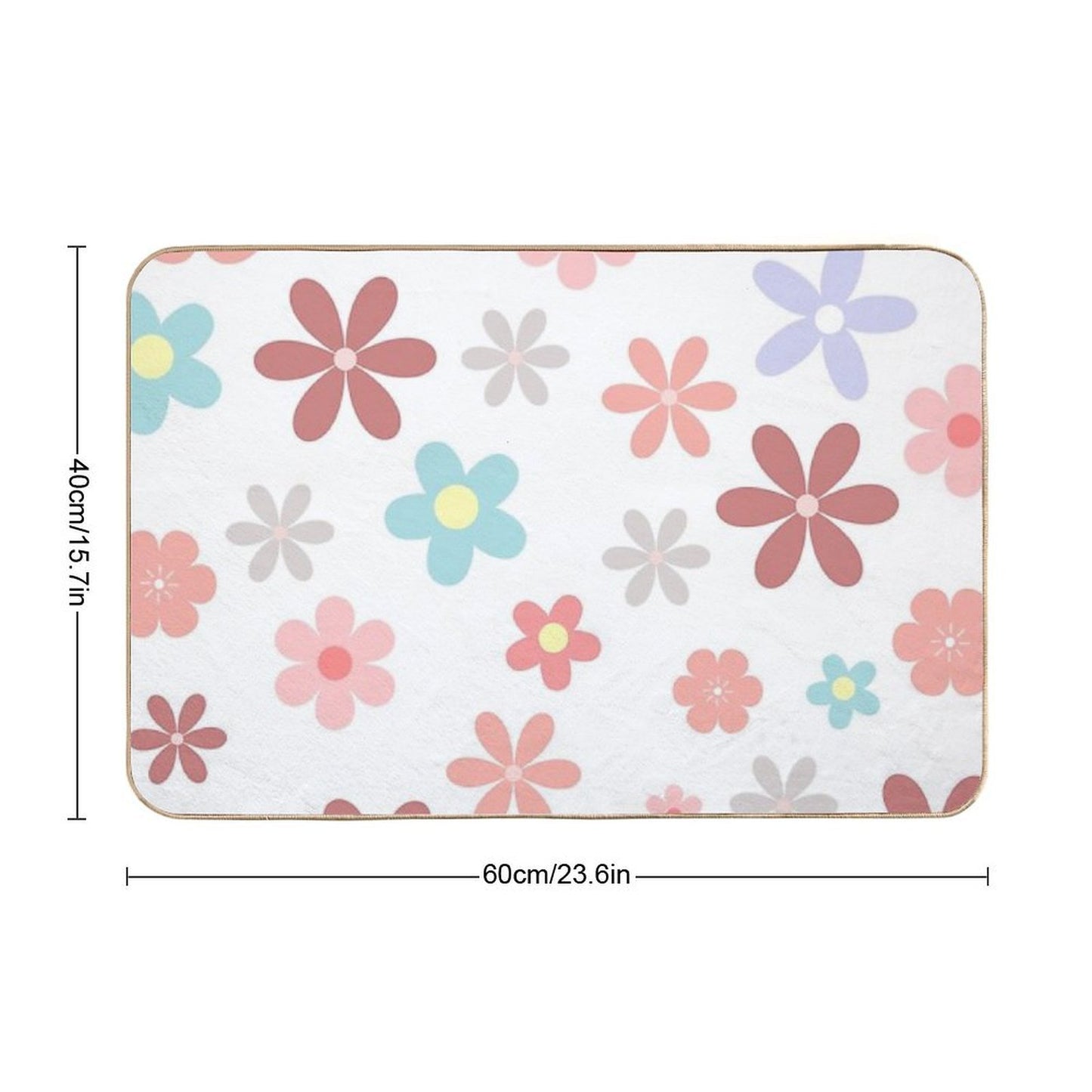Pink Cute Flowers Pattern  Easy To Clean Bath Mat