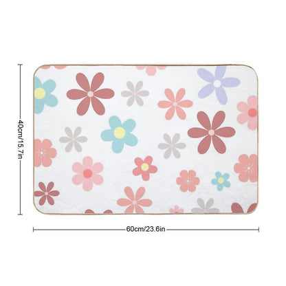 Pink Cute Flowers Pattern  Easy To Clean Bath Mat