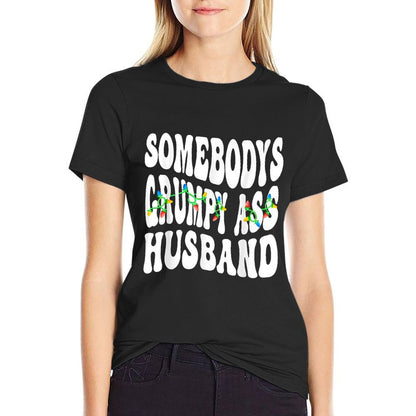 Somebodys Grumpy Ass Husband Xmas Light  Rolled Sleeves T-Shirt