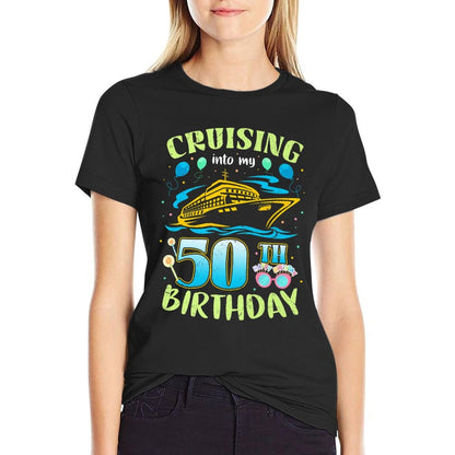 Cruising Into My 50 Year Old Birthday Crew 50th Cruise Premium  Polyester Blend T-Shirt
