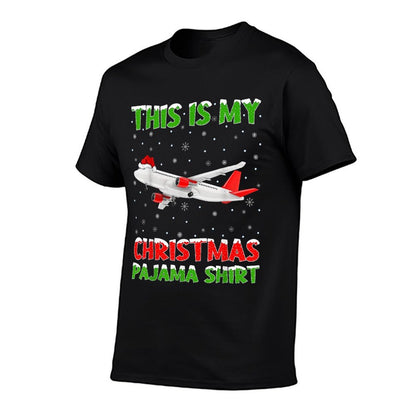 This Is My Christmas Pajama Airplane Christmas  Cotton T-Shirt