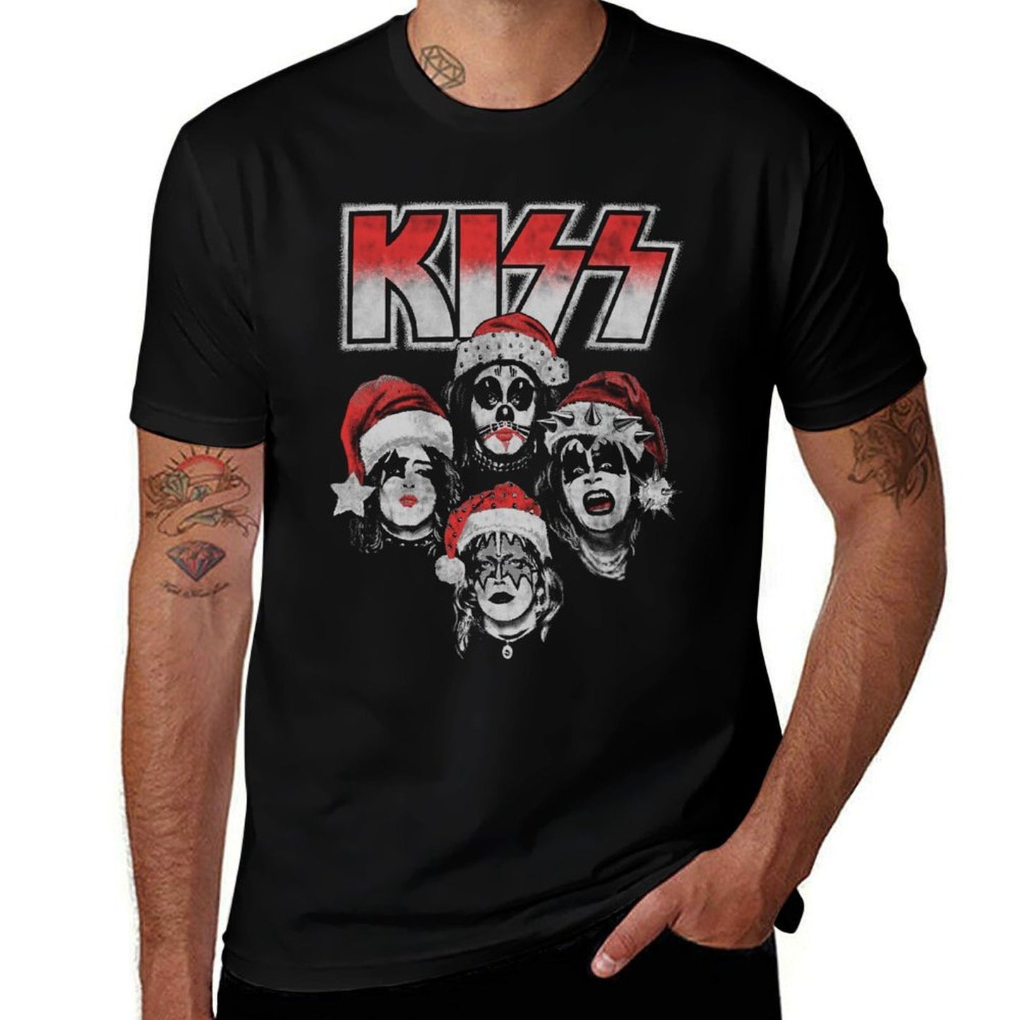 KISS - Detroit Rock Santa  Rolled Sleeves T-Shirt