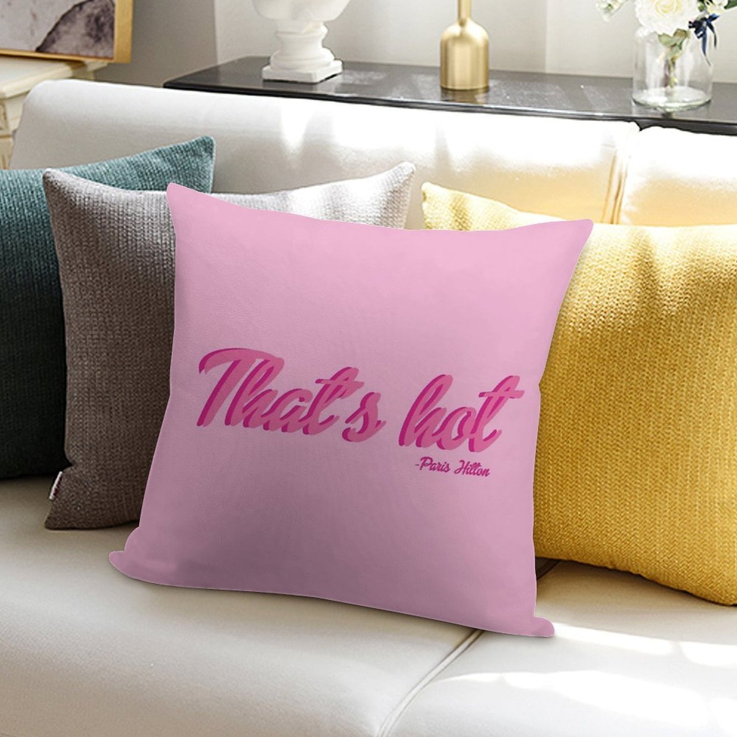 That's Hot Paris Hilton Text Print Soft Warmth Comfort Throw Pillow