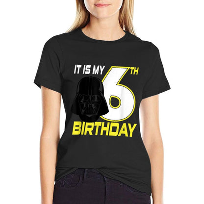 Star Wars Darth Vader 6th Birthday  Rolled Sleeves T-Shirt