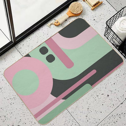 Art Deco Composition Pink And Green #2  Stain-Proof Bath Mat