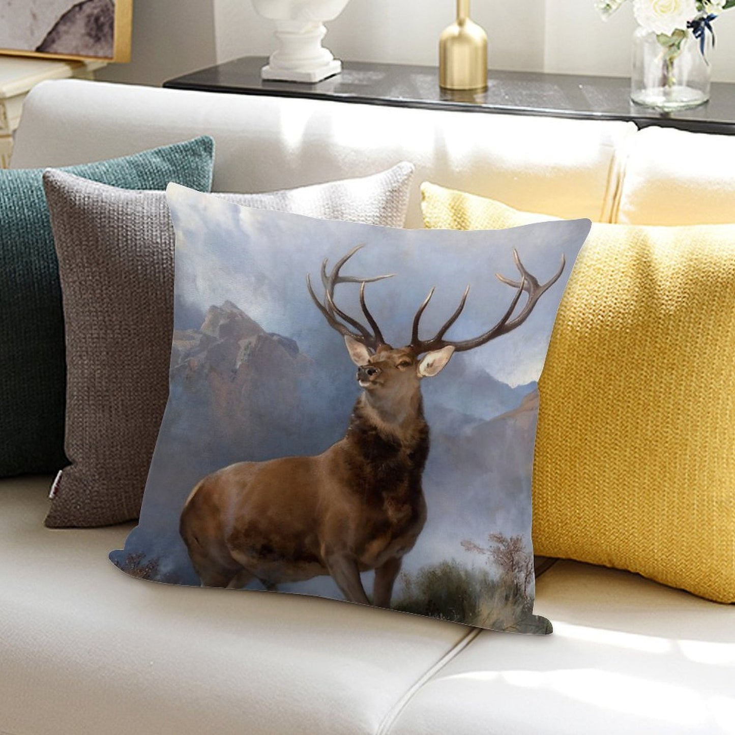 The Monarch of The Glen by Edwin Landseer Soft Durable Construction Throw Pillow